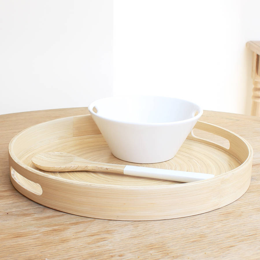 natural coiled bamboo serving tray by marquis & dawe