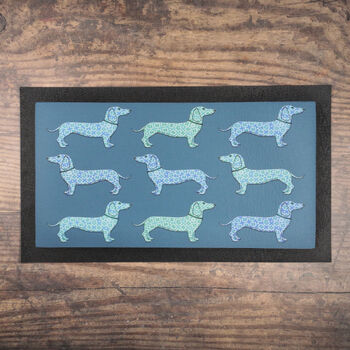 Dachshund Dog Placemat Mat, Blues And Greens, 7 of 8