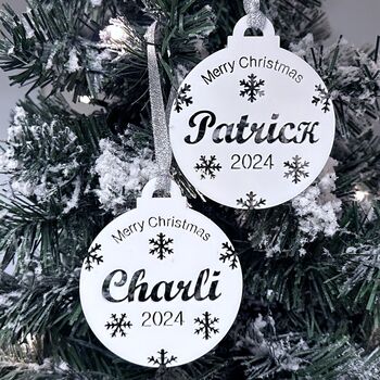 Merry Christmas Personalised Christmas Bauble, 3 of 12