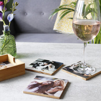 Set Of Bamboo Photo Coasters For Pet Mums, 4 of 12