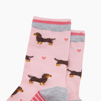Sausage Dog Hearts Fluffy Bamboo Socks In Pink, 2 of 4
