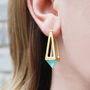Aqua Chalcedony Rose/Gold Plated Long Drop Earrings, thumbnail 1 of 10