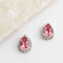 Pink Swarovski Crystal Teardrop Stud Earrings, thumbnail 1 of 6