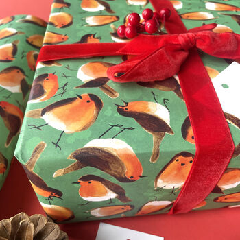 Christmas Robins Wrapping Paper, 8 of 11