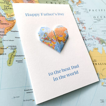 Father's Day Origami Map Heart Card, 2 of 5