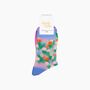 Floral Posy Combed Cotton Sheer Pop Socks In Blue, thumbnail 4 of 4