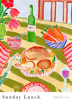 Roast Dinner Sunday Lunch Art Print Watercolour Poster, 5 of 6