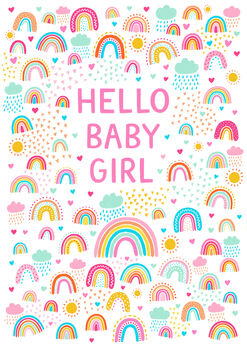 New Baby Girl Card, Rainbow New Baby Card, 3 of 3
