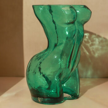 G Decor Extra Large Teal Female Torso Shaped Glass Vase, 3 of 4