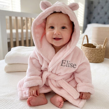 Personalised Grey Baby Gown And White Elephant Comforter Set, 6 of 11