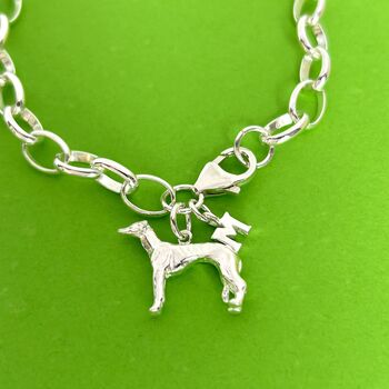 Personalised Sterling Silver Greyhound Charm Bracelet, 2 of 3
