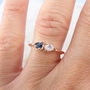 Popi 9ct Gold Double Pear Moonstone And Sapphire Ring, thumbnail 1 of 5