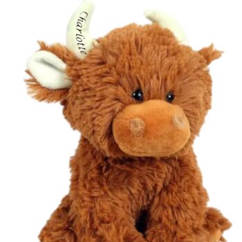 Brown Highland Cow Soft Toy+Personalised Horn+Gift Bag, 8 of 11