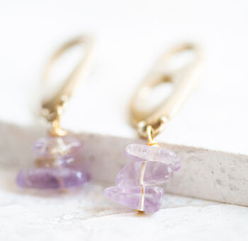 Recycled Brass Ametrine Beads Abstract Earrings, 3 of 3