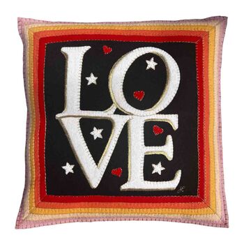 Big Love Cushion In Hand Embroidered Wool, 4 of 6