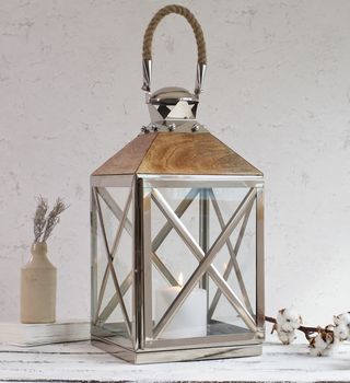 Reclaimed Wood And Stainless Steel Candle Lantern, 4 of 5