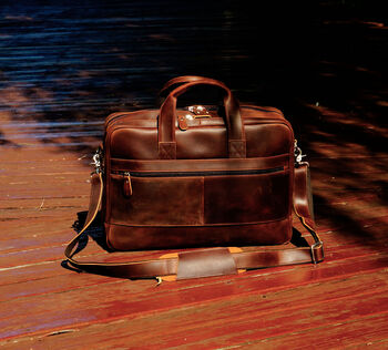 Vintage Look Genuine Leather Briefcase, 4 of 12