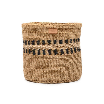 Tukio: Charcoal Stripe Woven Storage Basket, 4 of 9