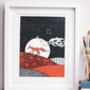 Little Red Fox A4 Personalised Screenprint, thumbnail 1 of 2