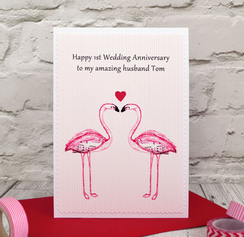 'Flamingo' Personalised Anniversary Card, 2 of 3