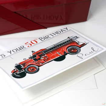 Vintage Fire Truck Father's Day Card, 7 of 8