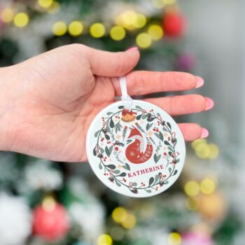 Personalised Christmas Bauble Christmas Fox, 3 of 4