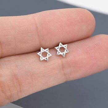 Sterling Silver Star Of David Stud Earrings, 9 of 11