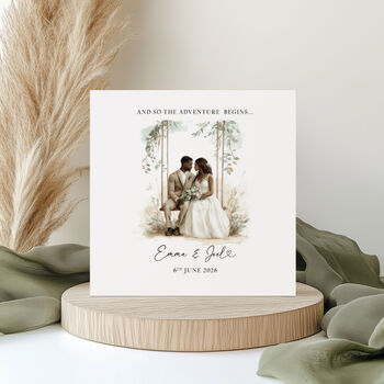 Wedding Day Card, Romantic Black Bride And Groom Design, 2 of 4