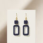 Navy And Pearlescent White Rectangle Earrings, thumbnail 3 of 7