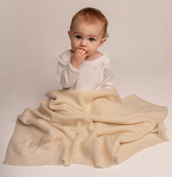 Personalised Merino Cashmere Blend Baby Blanket, 2 of 12