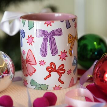 Christmas Ribbons Mug – Festive Coffee Mug, Xmas Gift, 2 of 5