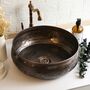 Hand Engraved Dark Copper Vessel Sink For Kitchen And Bathroom, 400 Mm Diameter, thumbnail 6 of 6