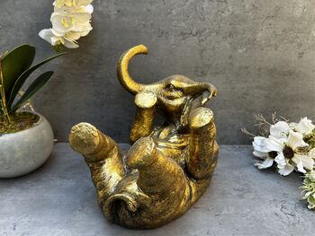 Drunken Elephant Wine Bottle Holder In Aged Gold Gift, 3 of 12