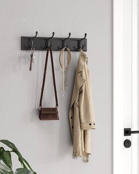 Wall Mounted Coat Rack With Four Metal Hooks, 2 of 12