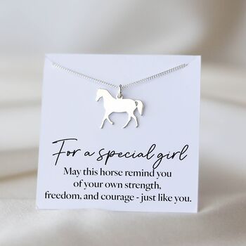 Personalised Sterling Silver Horse Necklace For A Girl, 10 of 10