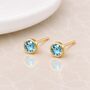 Gold Plated Sterling Silver Aquamarine Stud Earrings, thumbnail 2 of 5