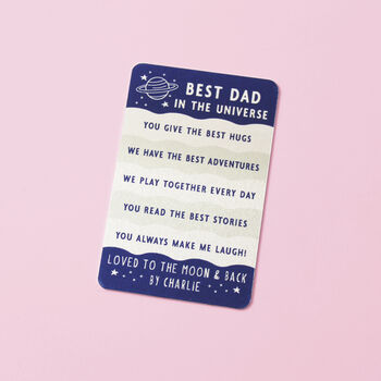 Reasons You Are The Best Dad In The Universe Personalised Metal Wallet Card, 6 of 6