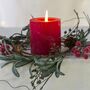 Iced Red Berry Candle Ring With Frosted Leaves, thumbnail 6 of 6