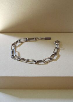 Silver Paperclip Chain Bracelet Adjustable Gift, 2 of 8