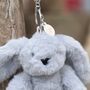 Theo The Plush Grey Bunny Keyring, thumbnail 2 of 2