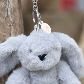 Theo The Plush Grey Bunny Keyring, 2 of 2