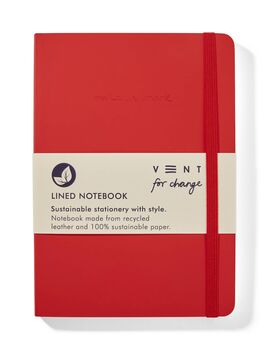 Red A5 Recycled Leather Lined Notebook, 3 of 6