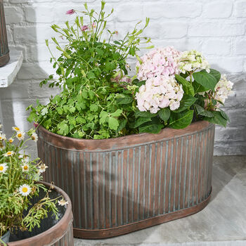 Set Of Three Copper And Iron Planters, 5 of 6