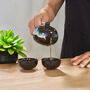 Black Glazed Herbal Tea Set With Teapot And Tea Cups, thumbnail 2 of 4