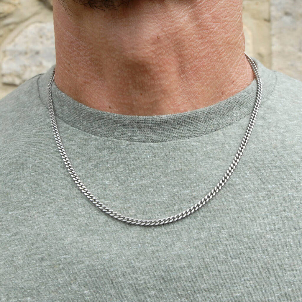Men's Strong Fine Flat Curb Titanium Chain, 1 of 4