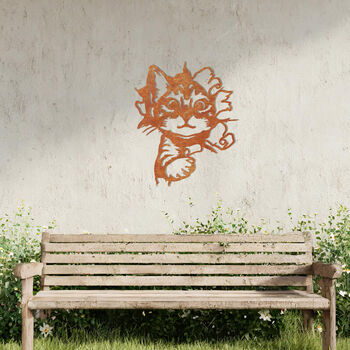 Curious Kitten Wall Art Ideal Gift For Cat Lovers And Garden Decor, 9 of 10