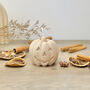 Autumn Beige Carved Pumpkin Candle Halloween Decor, thumbnail 7 of 10