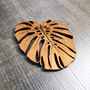 Wooden Drinks Coasters With Monstera Leaf Design, thumbnail 6 of 6
