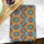 Moroccan Flower Blue Orange Tea Towel, thumbnail 4 of 11