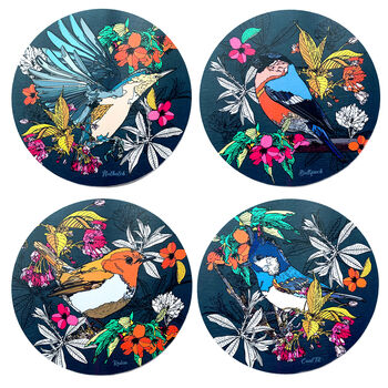 British Birds Coasters Set Of Four Round Heat Resistant, 2 of 6